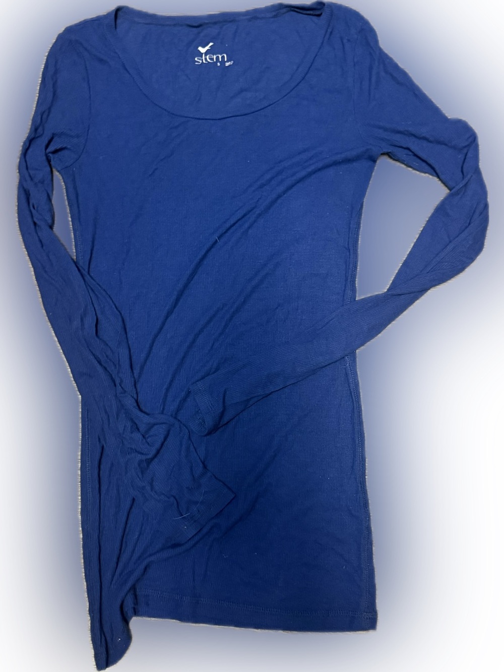STEM Royal Blue Long Sleeve Scoop Neck Ribbed Top | Sz S